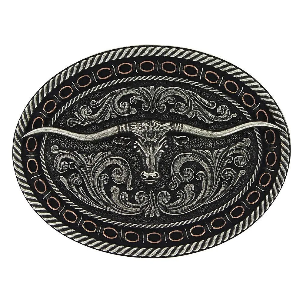 Montana Silversmiths Antiqued Barbed Longhorn Attitude Buckle