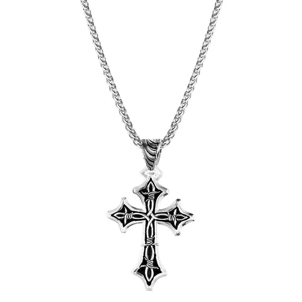 Montana Silversmiths Barbed Cross Necklace