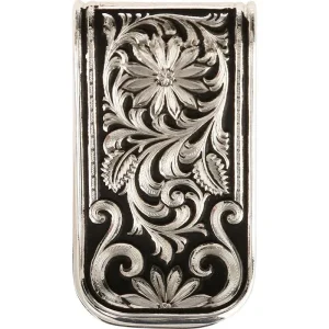 Montana Silversmiths Bitterroot Silver and Black Scroll Money Clip