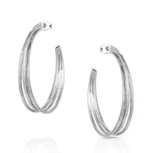 Montana Silversmiths Cut Trio Hoop Earrings Silver