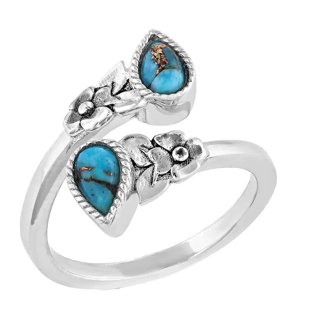 Montana Silversmiths Heirloom Petals Turquoise Wrap Ring