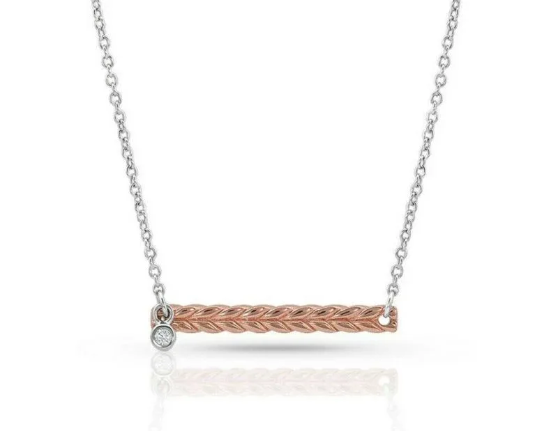 Montana Silversmiths Rose Braided Bar Necklace 19"