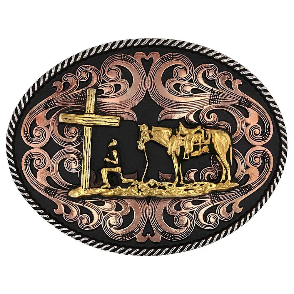 Montana Silversmiths Tri-Tone Christian Cowboy Attitude Buckle - Image 2