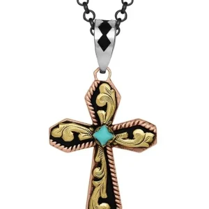 Montana Silversmiths Tri Tone Cross Necklace