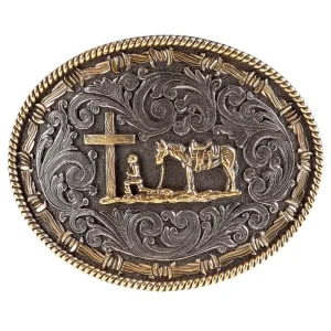 Montana Silversmiths Two tone Rope & Barbed Wire Christian Cowboy Attitude Buckle
