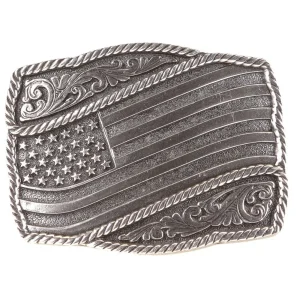 Montana Silversmiths Waving American Flag Attitude Buckle