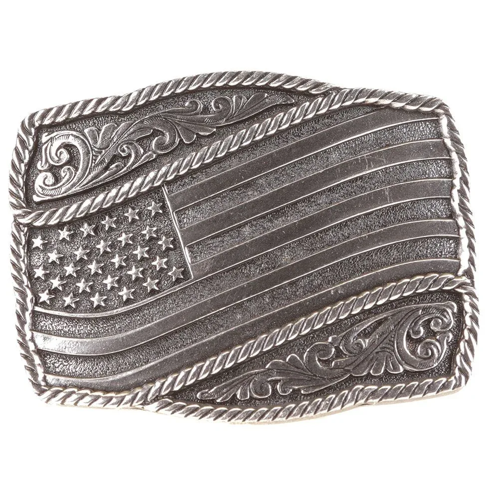 Montana Silversmiths Waving American Flag Attitude Buckle