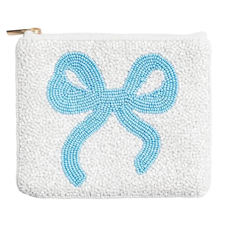 Mud Pie Blue Beaded Bow Case