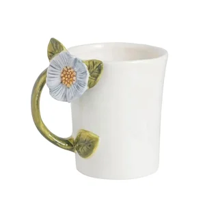 Mud Pie Blue Flower Handle Mug