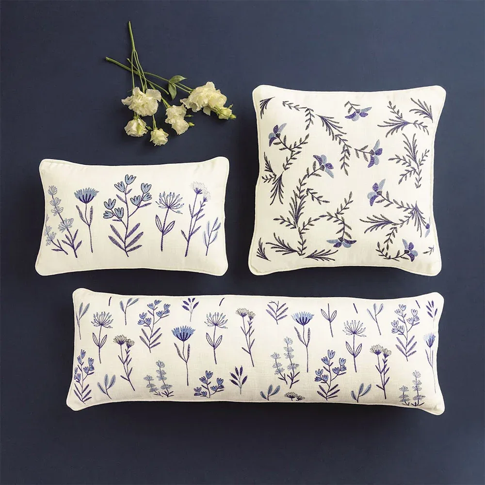 Mud Pie Blue Flower Long Pillow - Image 2