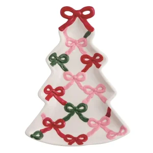 Mud Pie Bow Christmas Tree Platter