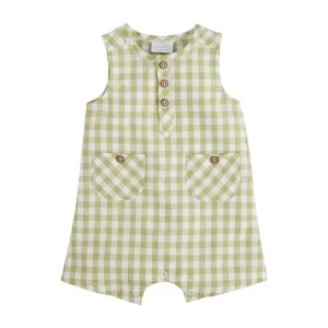 Mud Pie Boy's Green Gingham Shortall