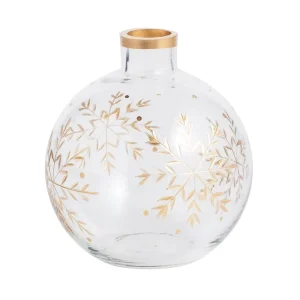 Mud Pie Christmas Round Etched Snowflake Bud Vase