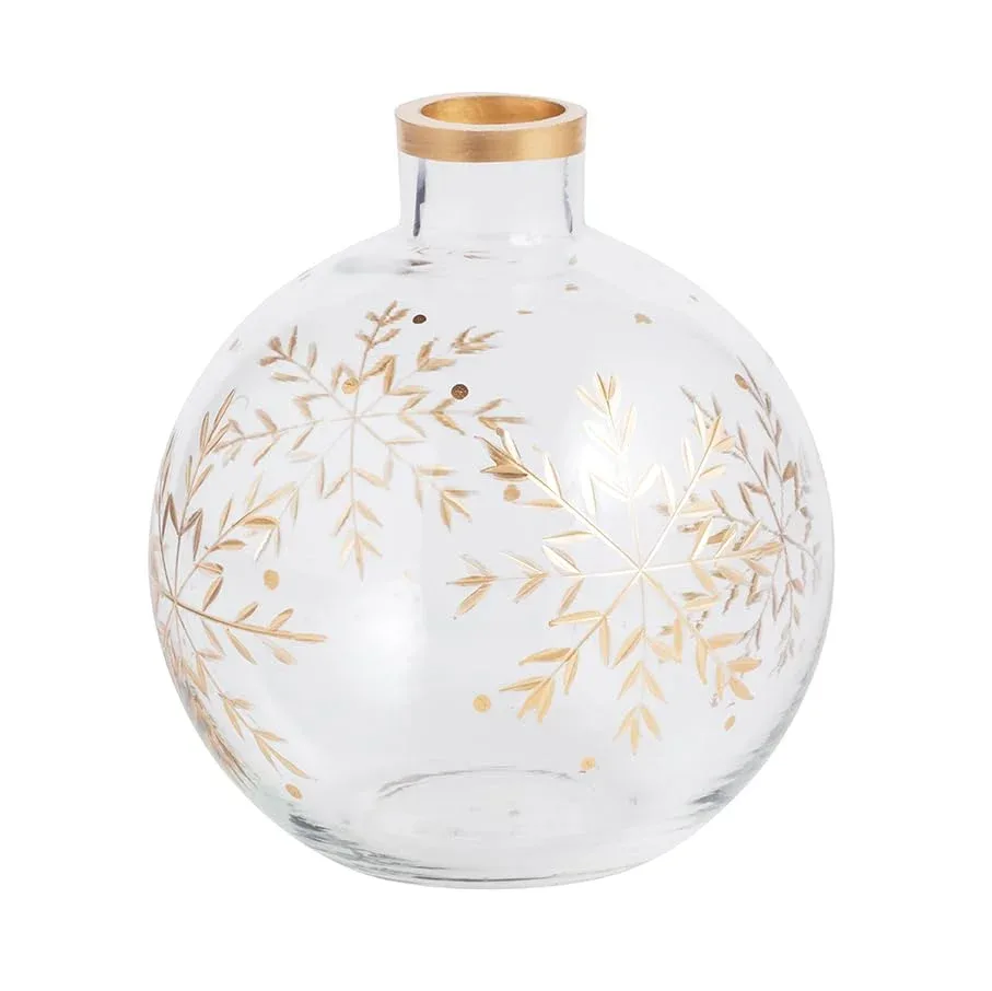 Mud Pie Christmas Round Etched Snowflake Bud Vase