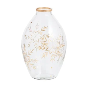 Mud Pie Christmas Snowflake Etched Bud Vase