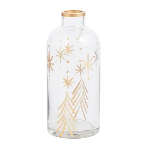 Mud Pie Christmas Tree Etched Snowflake Bud Vase