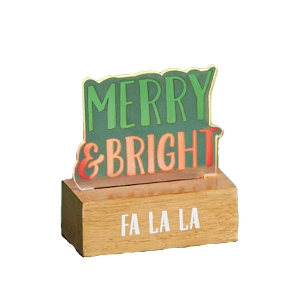 Mud Pie Fa La La Merry Bright Acrylic Light Up Sitter