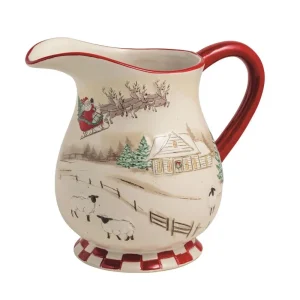 Mud Pie Farm Christmas Scene Pitcher