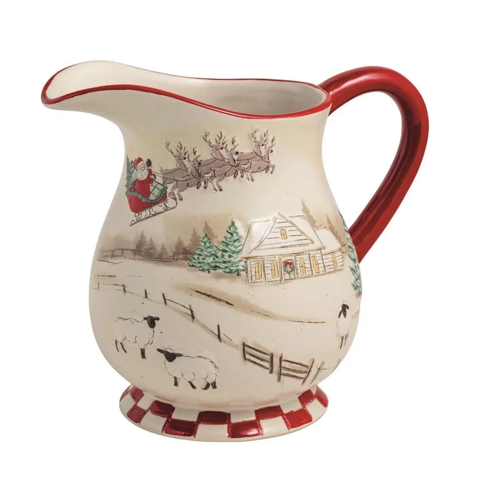 Mud Pie Farm Christmas Scene Pitcher