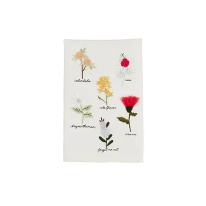 Mud Pie Flower Stems Embroidery Towel
