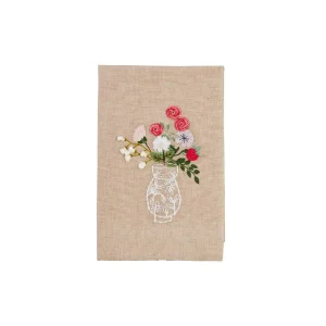 Mud Pie Flowers In Vase Embroidery Towel