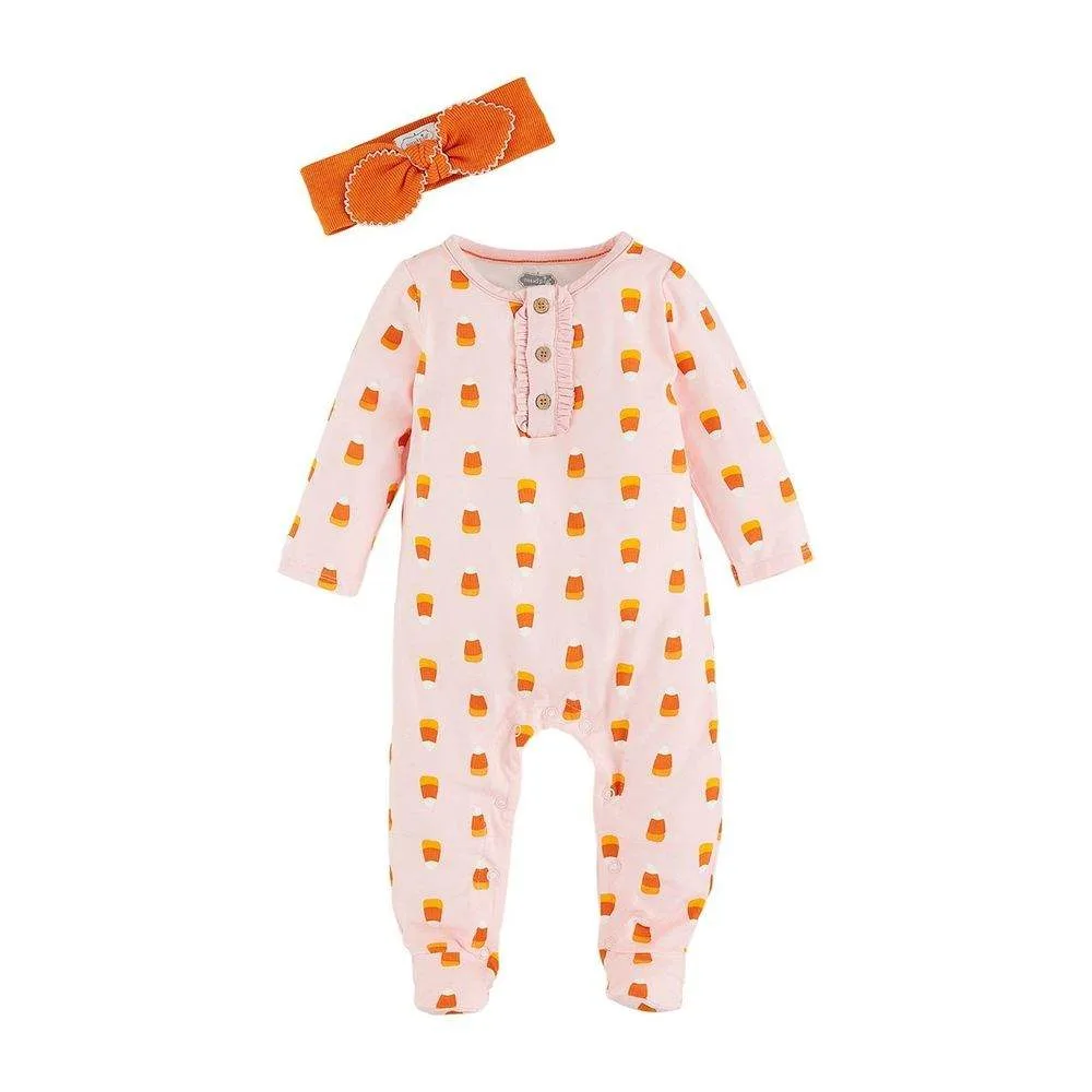 Mud Pie Girl's Candy Corn Glow Sleeper - Image 2