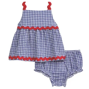 Mud Pie Girl's Gingham Ric Rac Pinafore