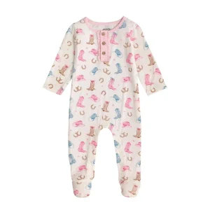 Mud Pie Girl's Pink Cowgirl Boot Sleeper