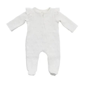Mud Pie Girl's White Bow Quilted Sleeper