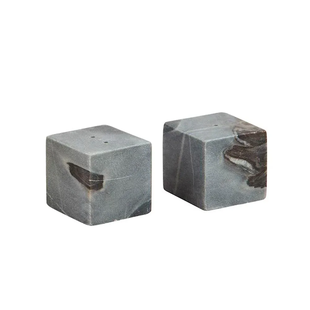 Mud Pie Grey Marble Cube Salt/Pepper Set