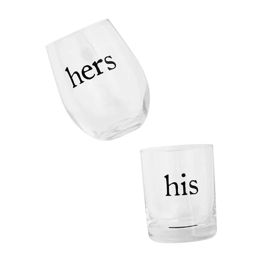 Mud Pie His and Hers Glass Set