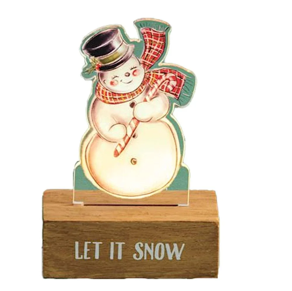 Mud Pie Let It Snow Snowman Acrylic Light Up Sitter