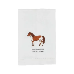Mud Pie Life Is Better Horse Embroidery Towel