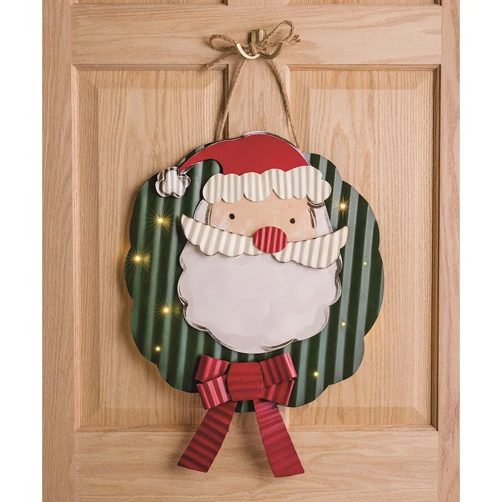 Mud Pie Light Up Santa Wreath Door Hanger