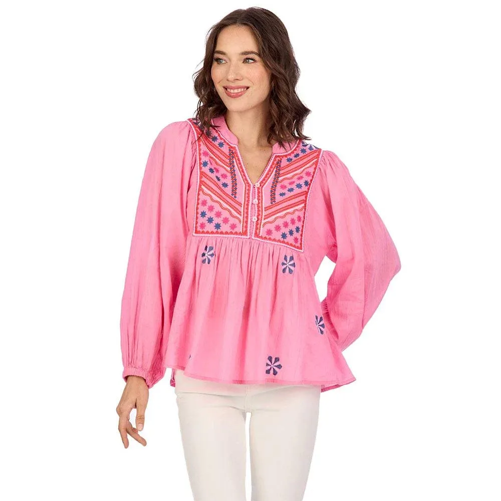 Mud Pie Margeaux Pink Embellished Top