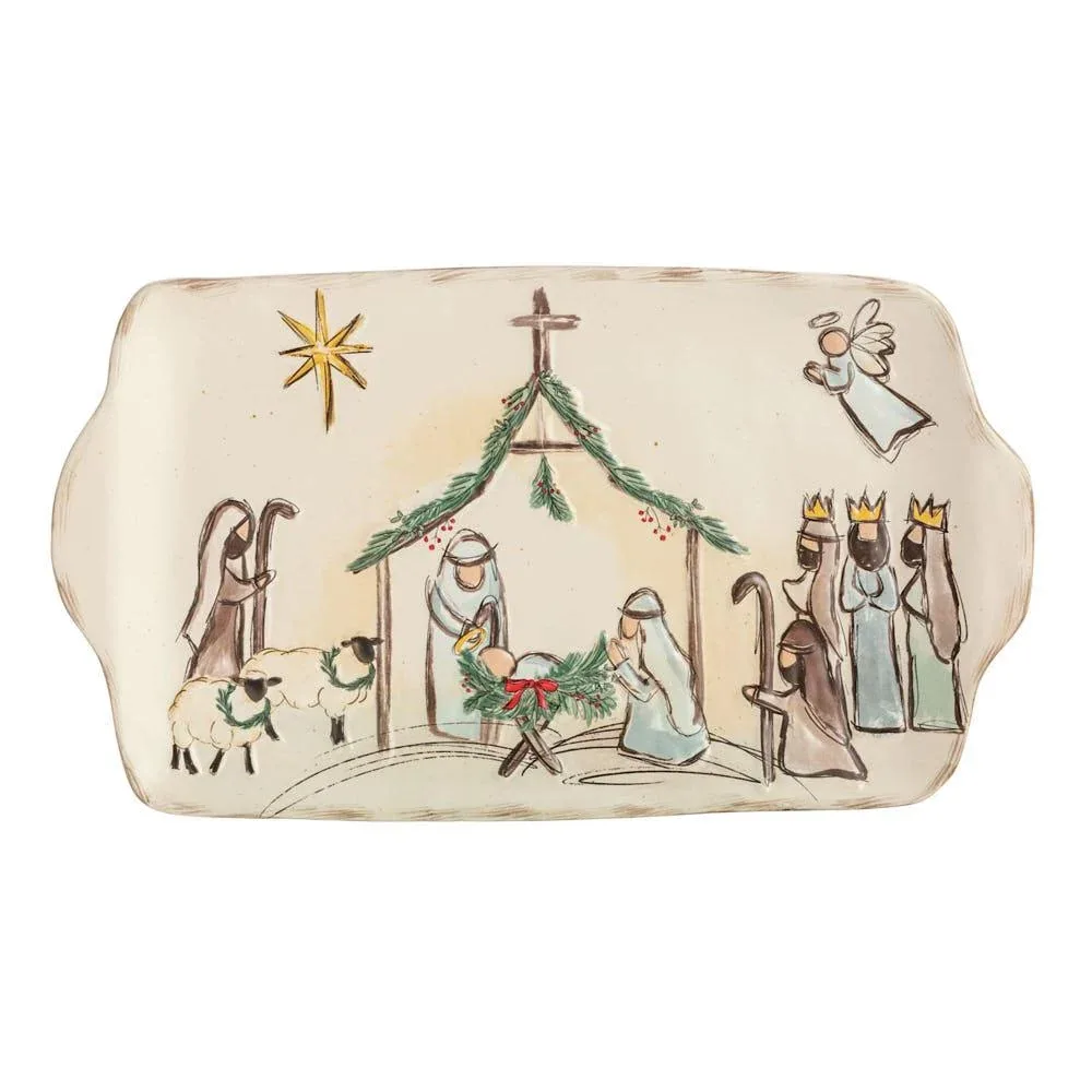Mud Pie Nativity Stoneware Platter