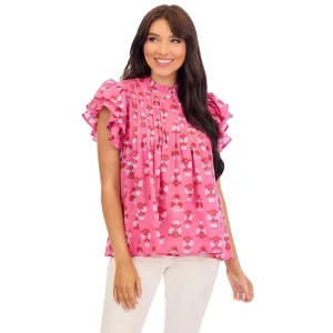 Mud Pie Pink Dolly Flutter Top