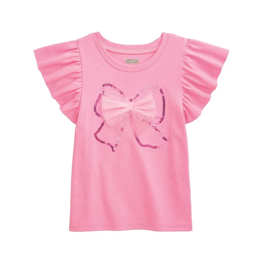 Mud Pie Pink Sparkly Bow Shirt