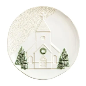 Mud Pie Pressed Christmas Church Platter