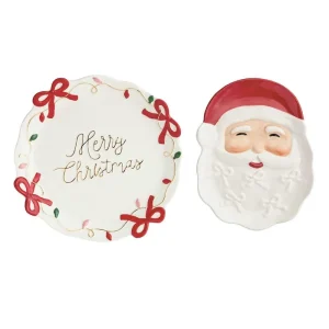 Mud Pie Santa Bow Platter Set