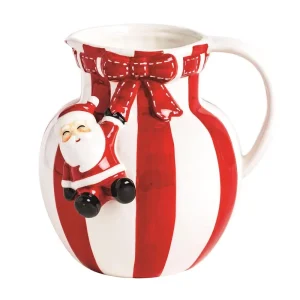 Mud Pie Santa Bow Stripe Pitcher