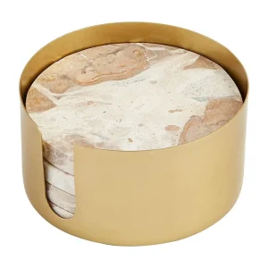 Mud Pie Tan Marble Coaster Set