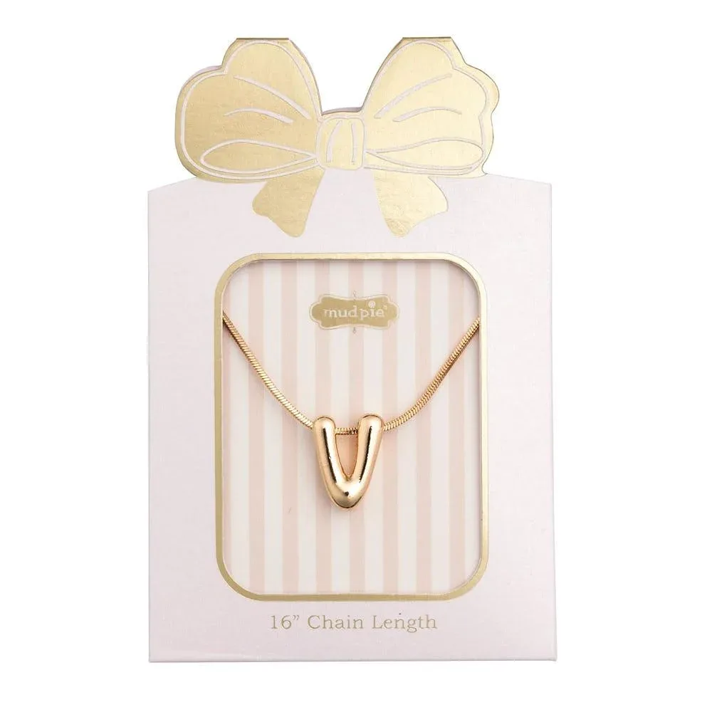 Mud Pie V Initial Necklace