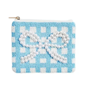 Mud Pie White Beaded Bow Case