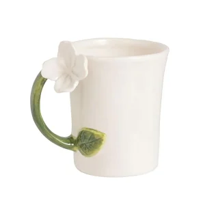 Mud Pie White Flower Handle Mug