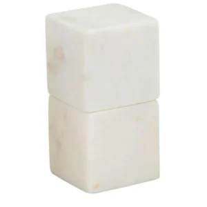 Mud Pie White Marble Cube Salt/Pepper Set