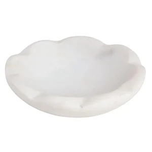 Mud Pie White Marble Scallop Dish