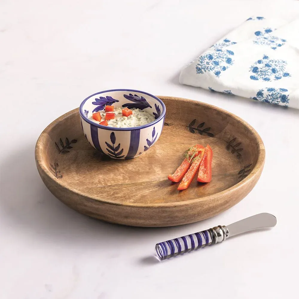 Mud Pie Wood Ceramic Chip/Dip Set - Image 2