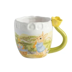 Mud Pie Yellow Tulip Handle Mug