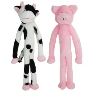 Multipet Mini Swingin Selvin Cow & Pig Plush Dog Toys, 2